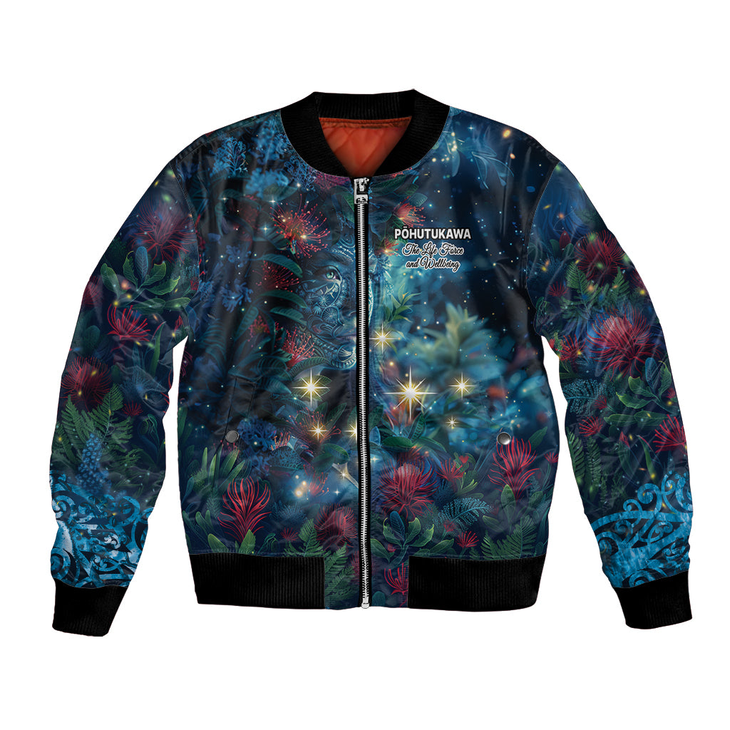 New Zealand Matariki Pohutukawa Bomber Jacket Te Mauri te Ora LT9 Unisex Art - Polynesian Pride