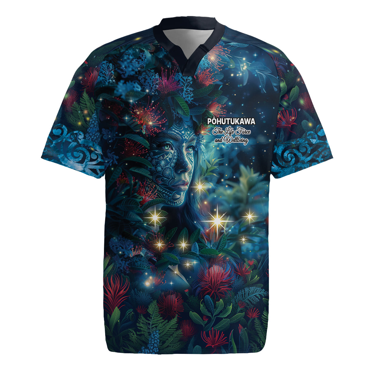 New Zealand Matariki Pohutukawa Rugby Jersey Te Mauri te Ora LT9 Art - Polynesian Pride