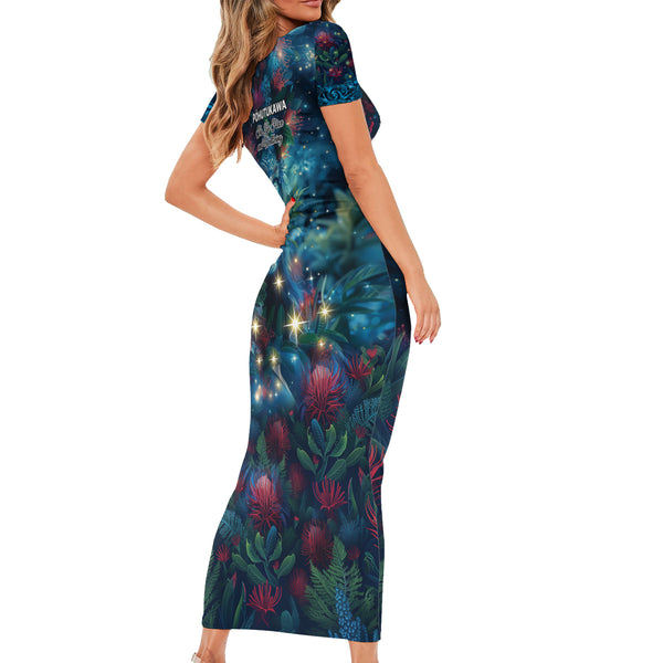 New Zealand Matariki Pohutukawa Short Sleeve Bodycon Dress Te Mauri te ...