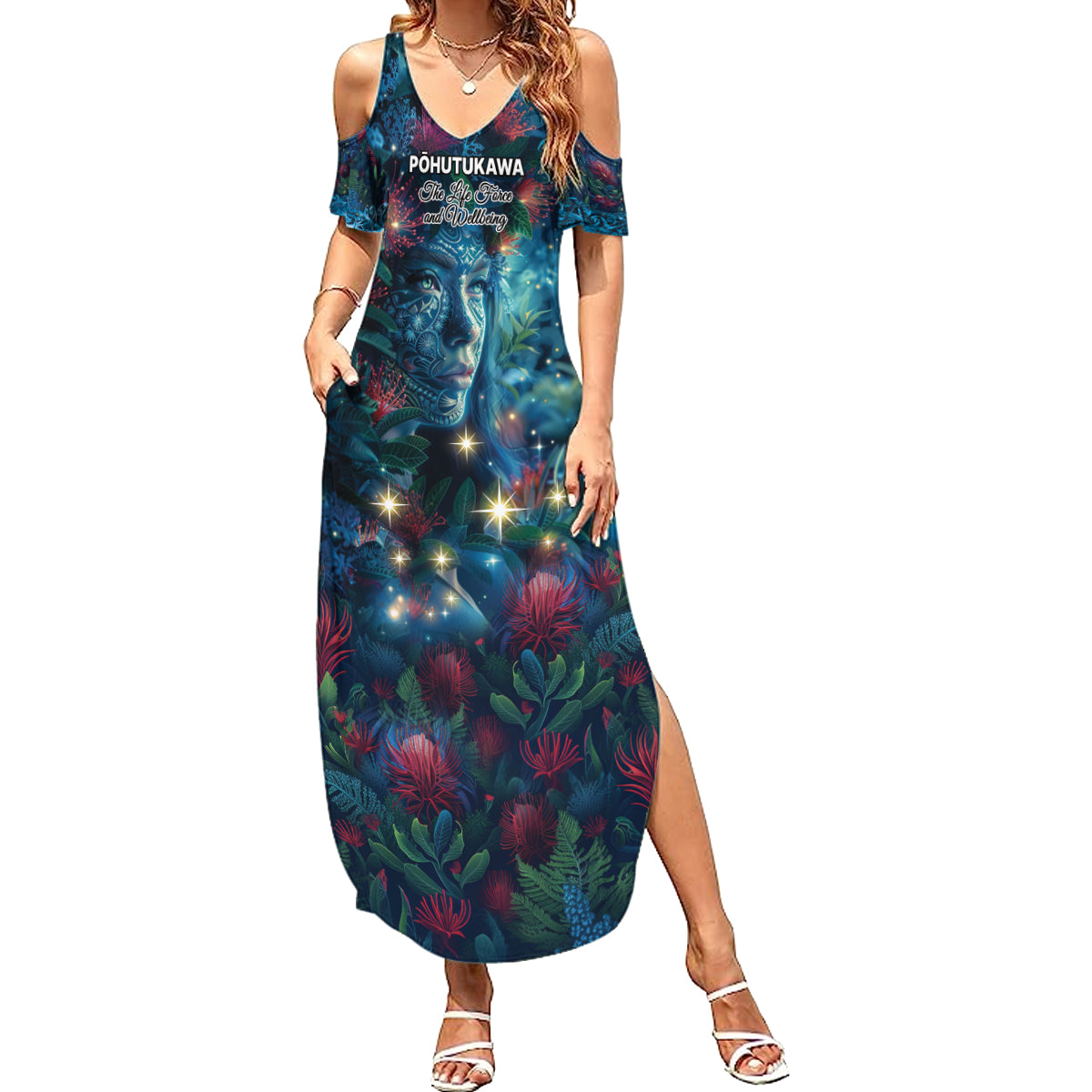 New Zealand Matariki Pohutukawa Summer Maxi Dress Te Mauri te Ora