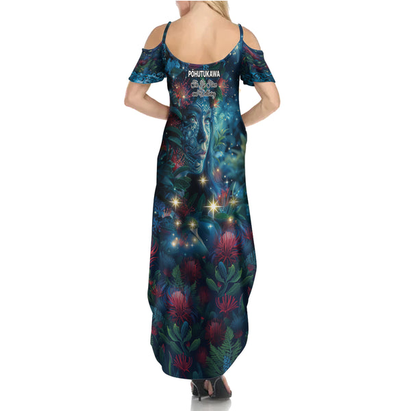 New Zealand Matariki Pohutukawa Summer Maxi Dress Te Mauri te Ora LT9