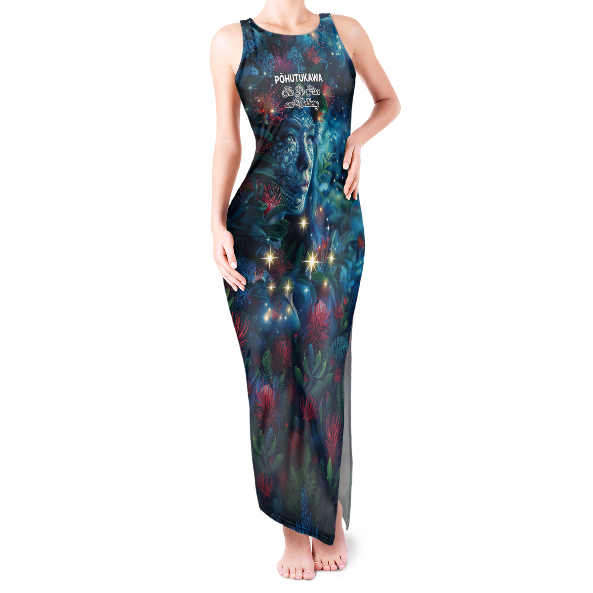 New Zealand Matariki Pohutukawa Tank Maxi Dress Te Mauri te Ora