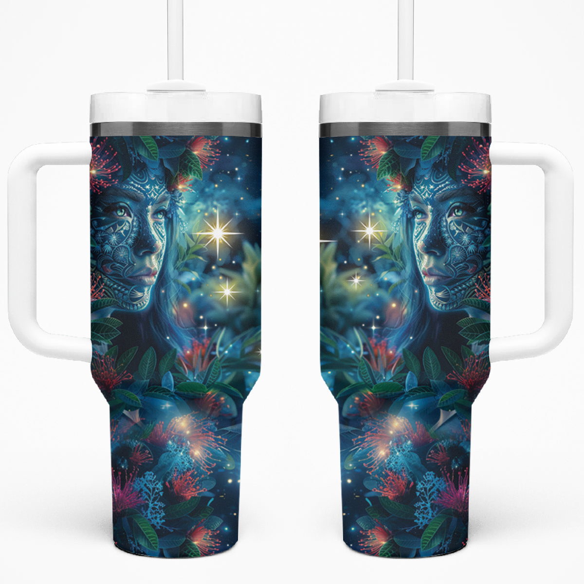 New Zealand Matariki Pohutukawa Tumbler With Handle Te Mauri te Ora LT9 One Size: 40 oz Art - Polynesian Pride