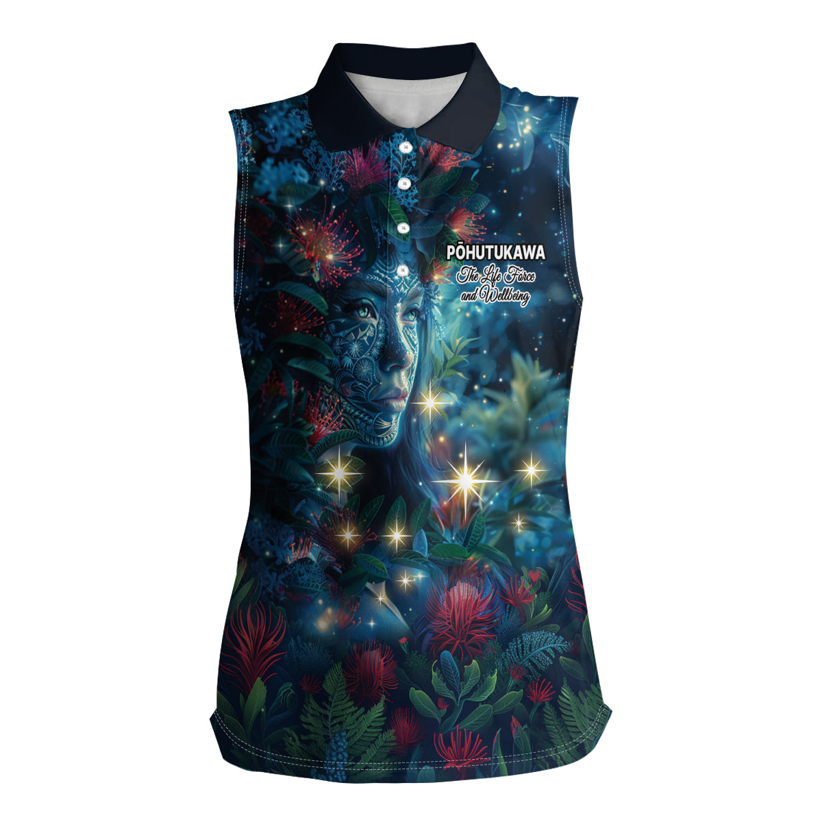 New Zealand Matariki Pohutukawa Women Sleeveless Polo Shirt Te Mauri te Ora