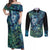 New Zealand Matariki Tupuanuku Couples Matching Off Shoulder Maxi Dress and Long Sleeve Button Shirt Te Wā o te Hauhake