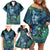 New Zealand Matariki Tupuanuku Family Matching Off Shoulder Short Dress and Hawaiian Shirt Te Wā o te Hauhake