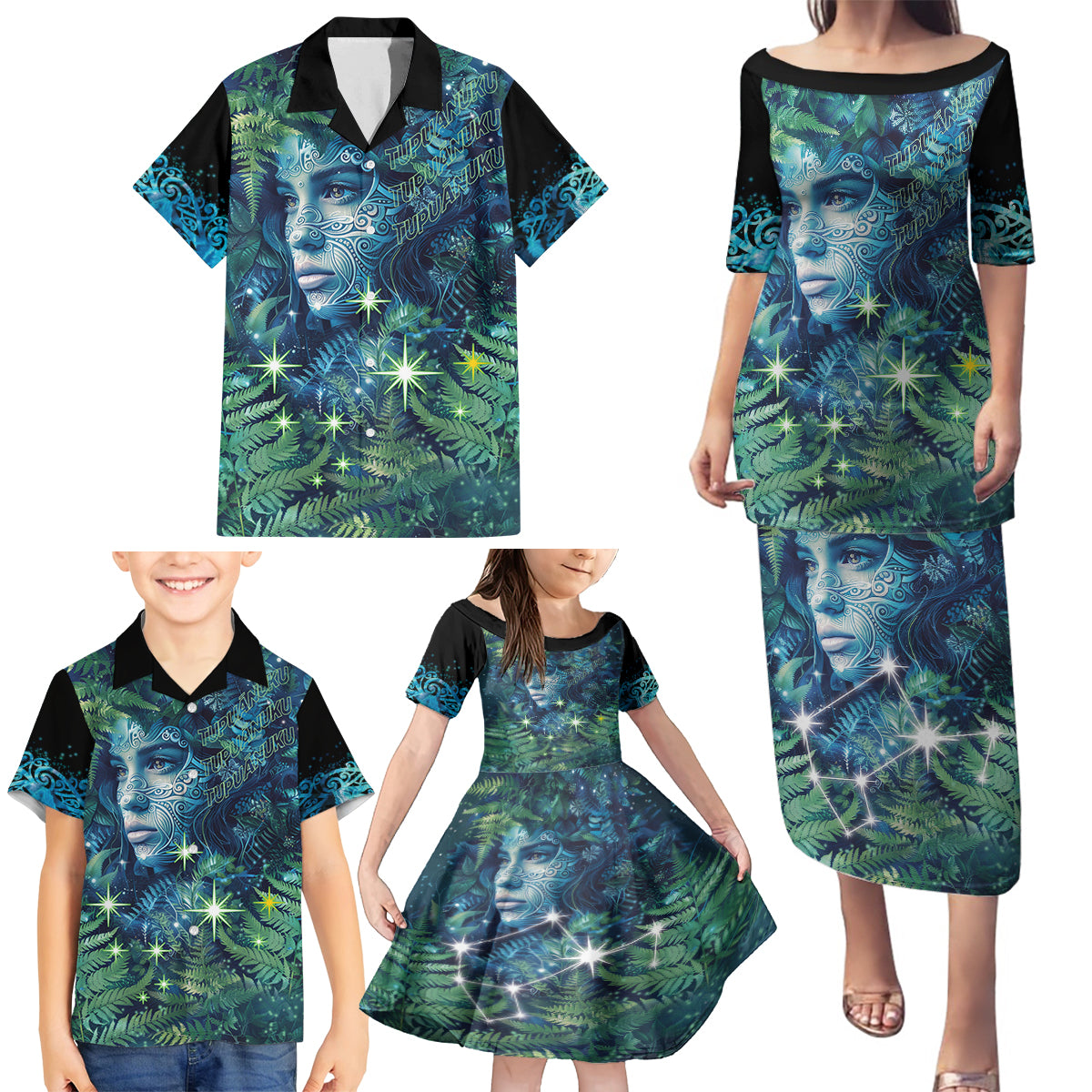 New Zealand Matariki Tupuanuku Family Matching Puletasi and Hawaiian Shirt Te Wā o te Hauhake