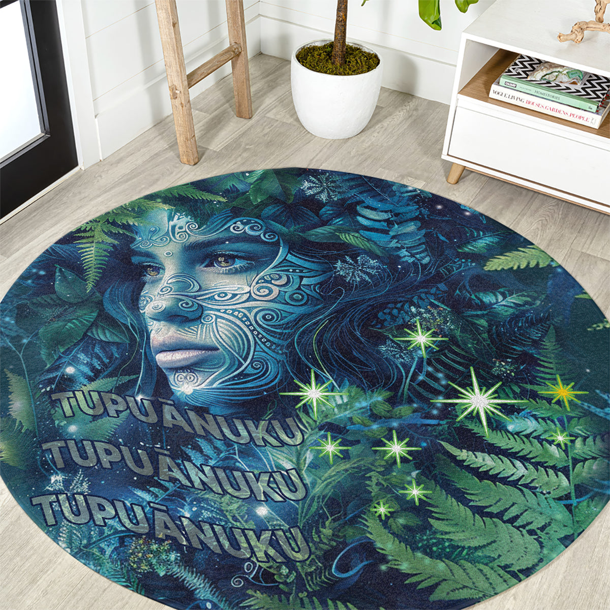New Zealand Matariki Tupuanuku Round Carpet Te W o te Hauhake LT9 Art - Polynesian Pride