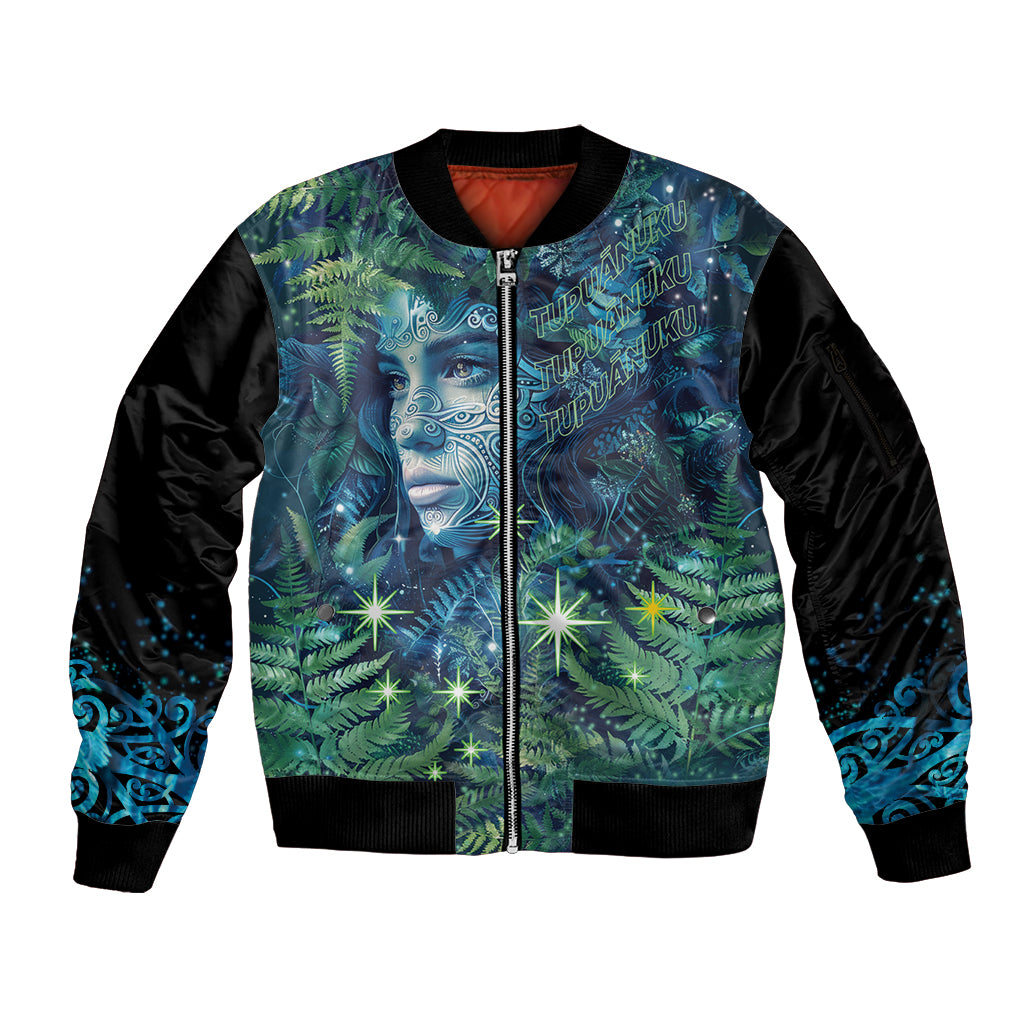 New Zealand Matariki Tupuanuku Sleeve Zip Bomber Jacket Te W o te Hauhake LT9 Unisex Art - Polynesian Pride