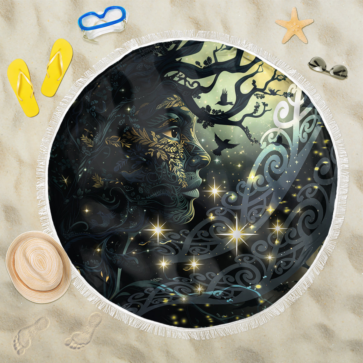 New Zealand Matariki Tupuarangi Beach Blanket Ng Kai o te Rangi LT9 One Size 150cm Art - Polynesian Pride