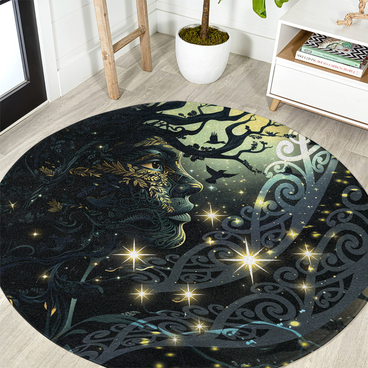 New Zealand Matariki Tupuarangi Round Carpet Ng Kai o te Rangi LT9 Art - Polynesian Pride