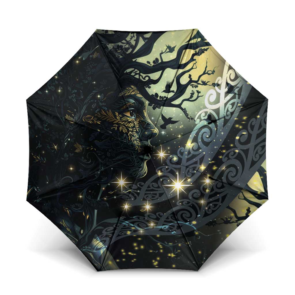 New Zealand Matariki Tupuarangi Umbrella Ng Kai o te Rangi LT9 One Size Folded 11.42 inch Opened Diameter 37.4 inch Black - Polynesian Pride