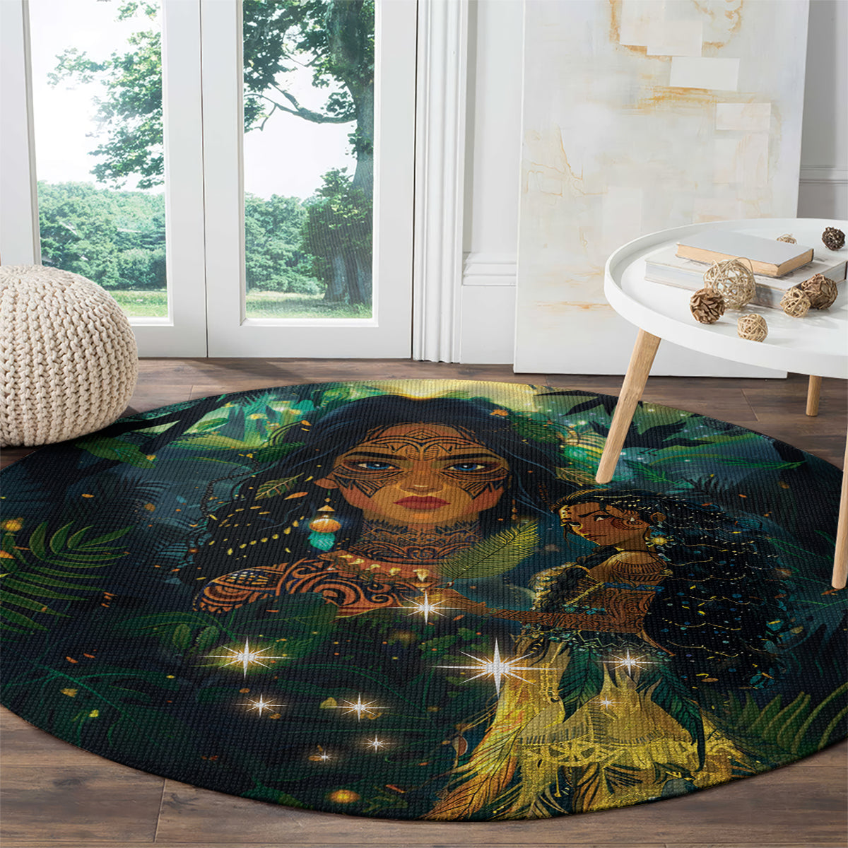 New Zealand Matariki Round Carpet Rongo Mori Wellbeing and Good Luck LT9 - Polynesian Pride