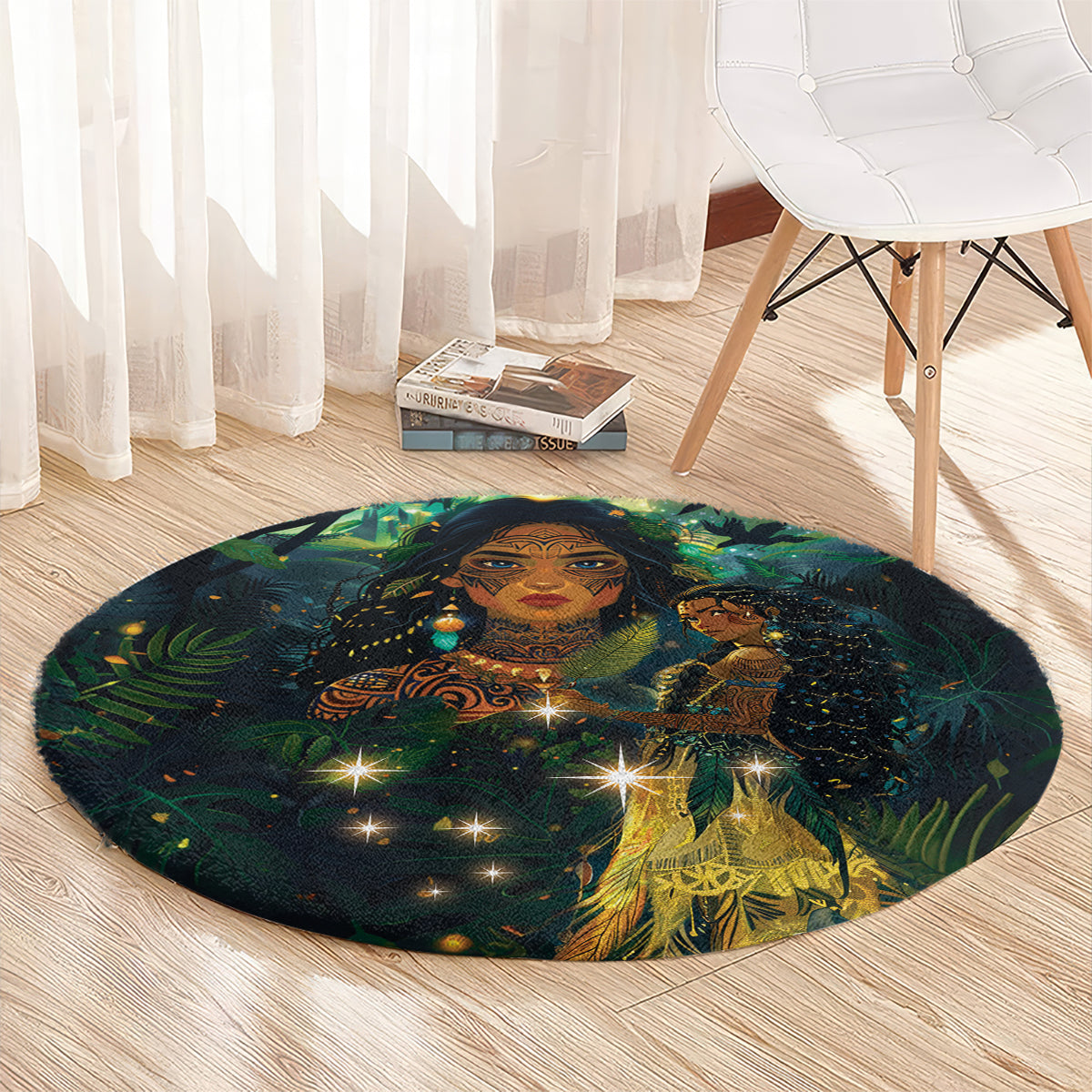 New Zealand Matariki Round Carpet Rongo Mori Wellbeing and Good Luck LT9 - Polynesian Pride