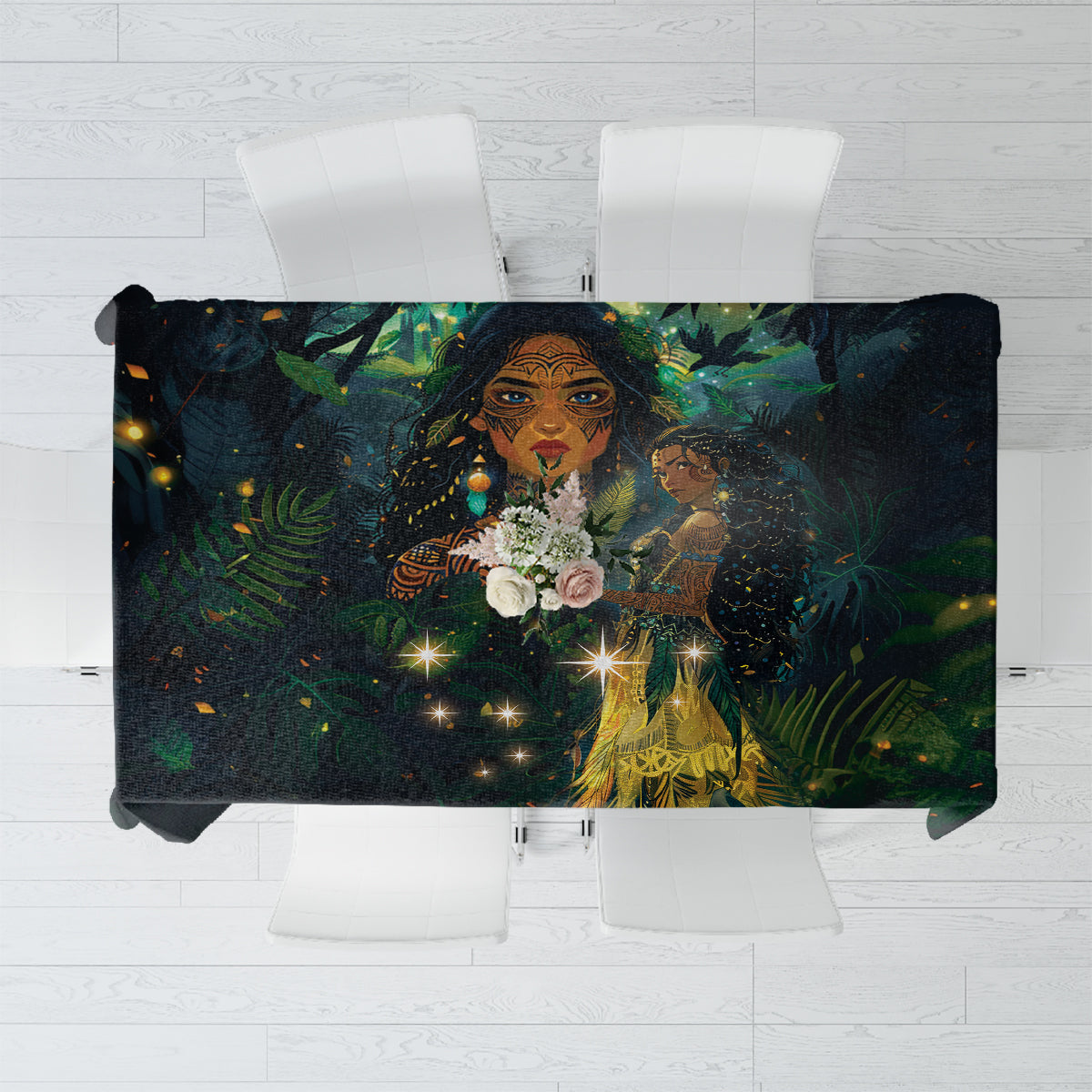 New Zealand Matariki Tablecloth Rongo Mori Wellbeing and Good Luck LT9 Art - Polynesian Pride