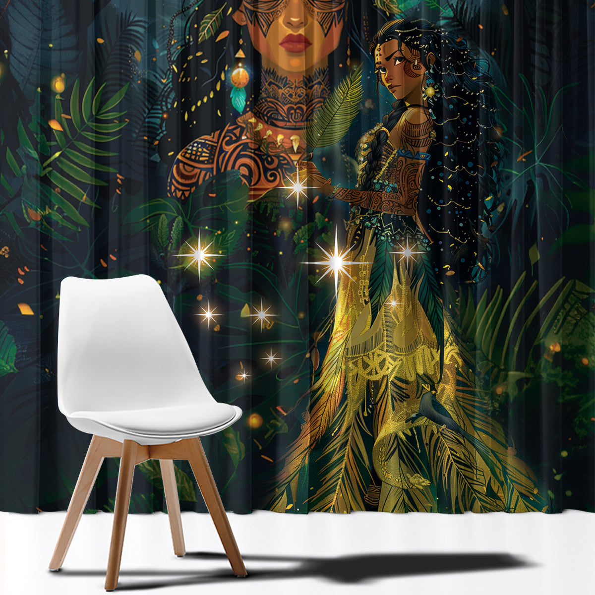 New Zealand Matariki Window Curtain Rongo Mori Wellbeing and Good Luck LT9 - Polynesian Pride