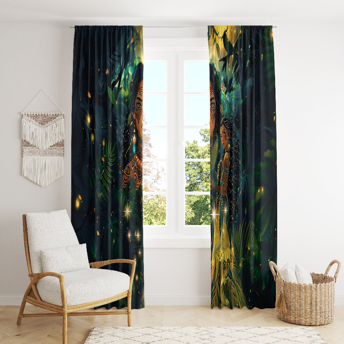 New Zealand Matariki Window Curtain Rongo Mori Wellbeing and Good Luck LT9 - Polynesian Pride