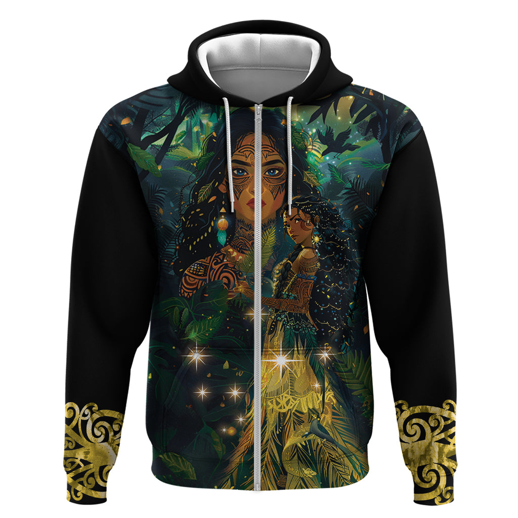 New Zealand Matariki Zip Hoodie Rongoā Māori Wellbeing and Good Luck