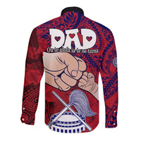 Dads Day American Samoa Long Sleeve Button Shirt Dad Ou Te Alofa Ia Te Oe Tama - Polynesian Flowers Tribal LT9 - Polynesian Pride