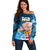 Dads Day Fiji Off Shoulder Sweater Dad Au Lomani Iko - Polynesian Flowers Tribal LT9 Women Blue - Polynesian Pride