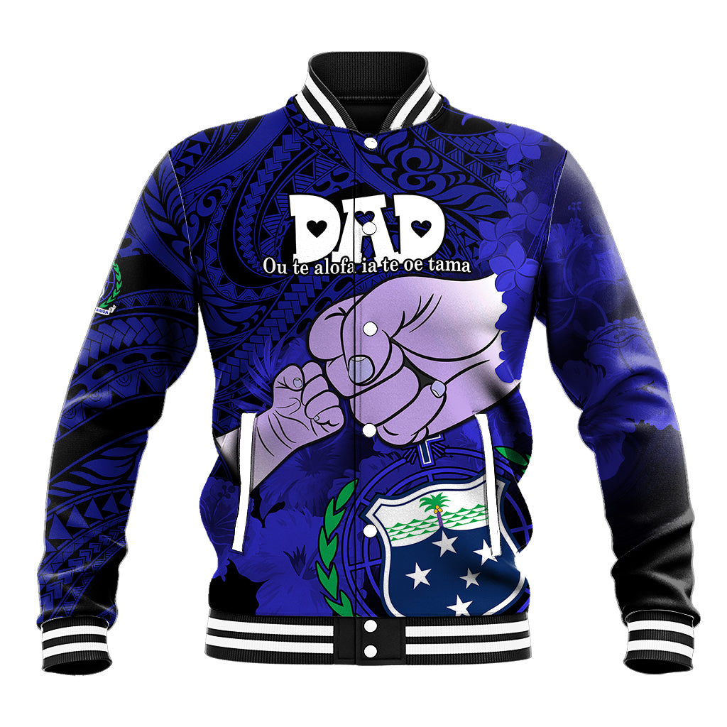 Fathers Day Polynesian Islands Samoa Baseball Jacket Dad Ou Te Alofa Ia Te Oe Tama - Blue Polynesian Flowers Tribal LT9 Unisex Blue - Polynesian Pride