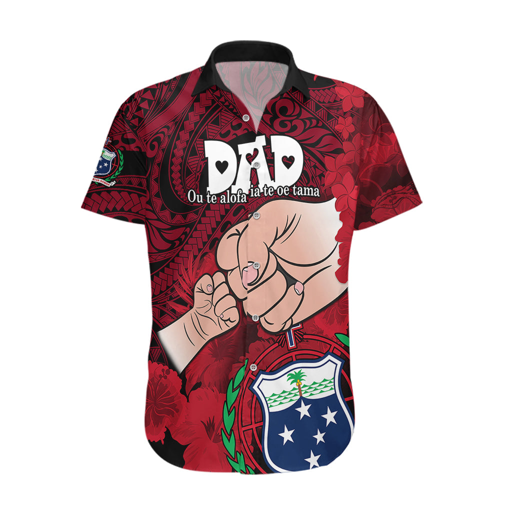 Personalised Fathers Day Polynesian Islands Samoa Hawaiian Shirt Dad Ou Te Alofa Ia Te Oe Tama - Red Polynesian Flowers Tribal LT9 Red - Polynesian Pride