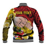 Personalised Dads Day Tonga Baseball Jacket Dad Ofa lahi atu - Polynesian Flowers Tribal LT9 - Polynesian Pride