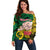 Fathers Day Polynesian Islands Vanuatu Off Shoulder Sweater Dad Mi lavem yu - Polynesian Flowers Tribal LT9 Women Green - Polynesian Pride