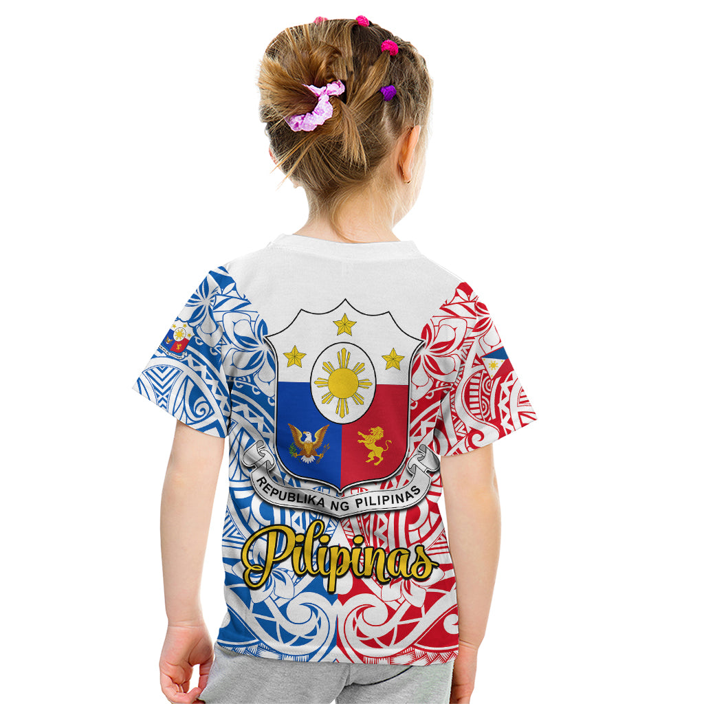Polynesian Philippines Kid T Shirt Pilipinas Flag Style for 125th Independence Anniversary White LT9 - Polynesian Pride