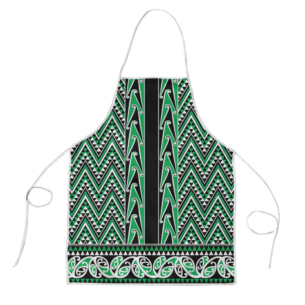 New Zealand Maori Niho Taniwha Apron Kakariki Mangopare and Puhoro Pattern LT9 Green - Polynesian Pride