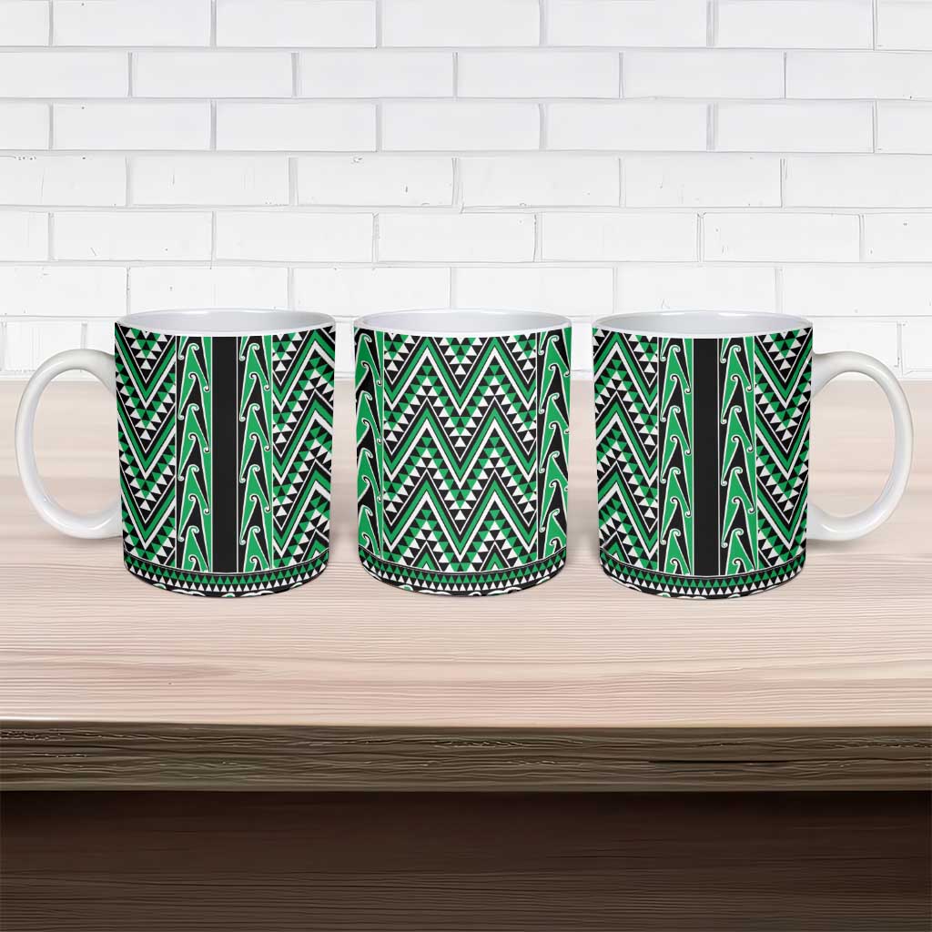 New Zealand Maori Niho Taniwha Ceramic Mug Kakariki Mangopare and Puhoro Pattern LT9 - Polynesian Pride