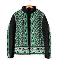 New Zealand Maori Niho Taniwha Padded Jacket Kakariki Mangopare and Puhoro Pattern LT9 - Polynesian Pride