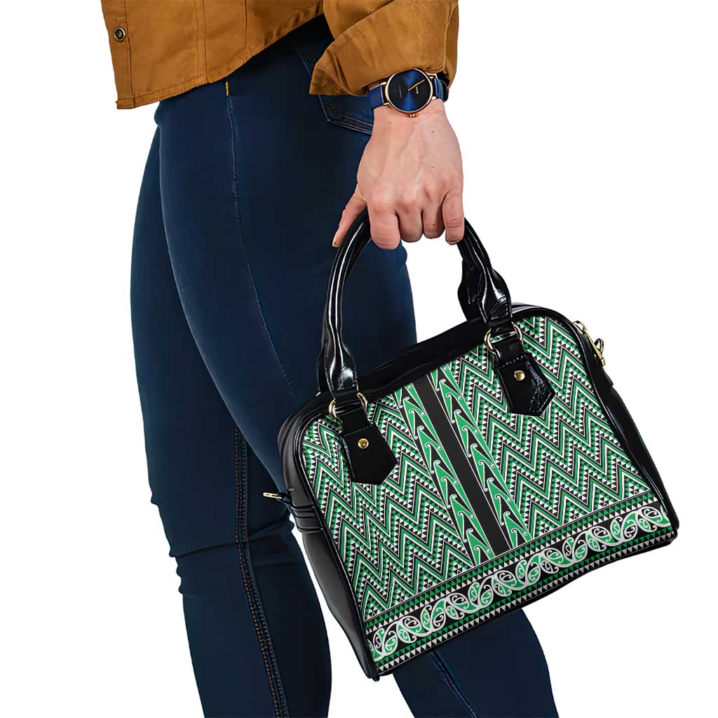 New Zealand Maori Niho Taniwha Shoulder Handbag Kakariki Mangopare and Puhoro Pattern LT9 - Polynesian Pride