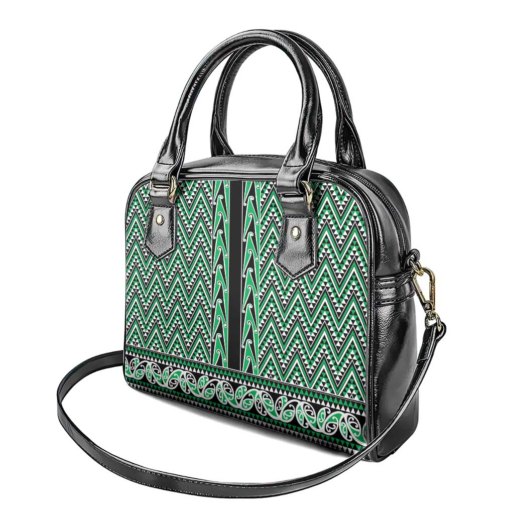 New Zealand Maori Niho Taniwha Shoulder Handbag Kakariki Mangopare and Puhoro Pattern LT9 - Polynesian Pride