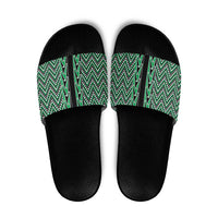 New Zealand Maori Niho Taniwha Slide Sandals Kakariki Mangopare and Puhoro Pattern LT9 Green - Polynesian Pride