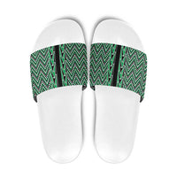 New Zealand Maori Niho Taniwha Slide Sandals Kakariki Mangopare and Puhoro Pattern LT9 Green - Polynesian Pride