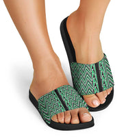 New Zealand Maori Niho Taniwha Slide Sandals Kakariki Mangopare and Puhoro Pattern LT9 - Polynesian Pride