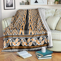 New Zealand Maori Niho Taniwha Blanket Karaka Mangopare and Puhoro Pattern LT9 Gold - Polynesian Pride
