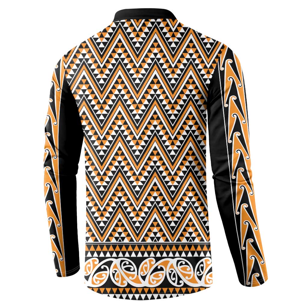 New Zealand Maori Niho Taniwha Button Sweatshirt Karaka Mangopare and Puhoro Pattern LT9 - Polynesian Pride