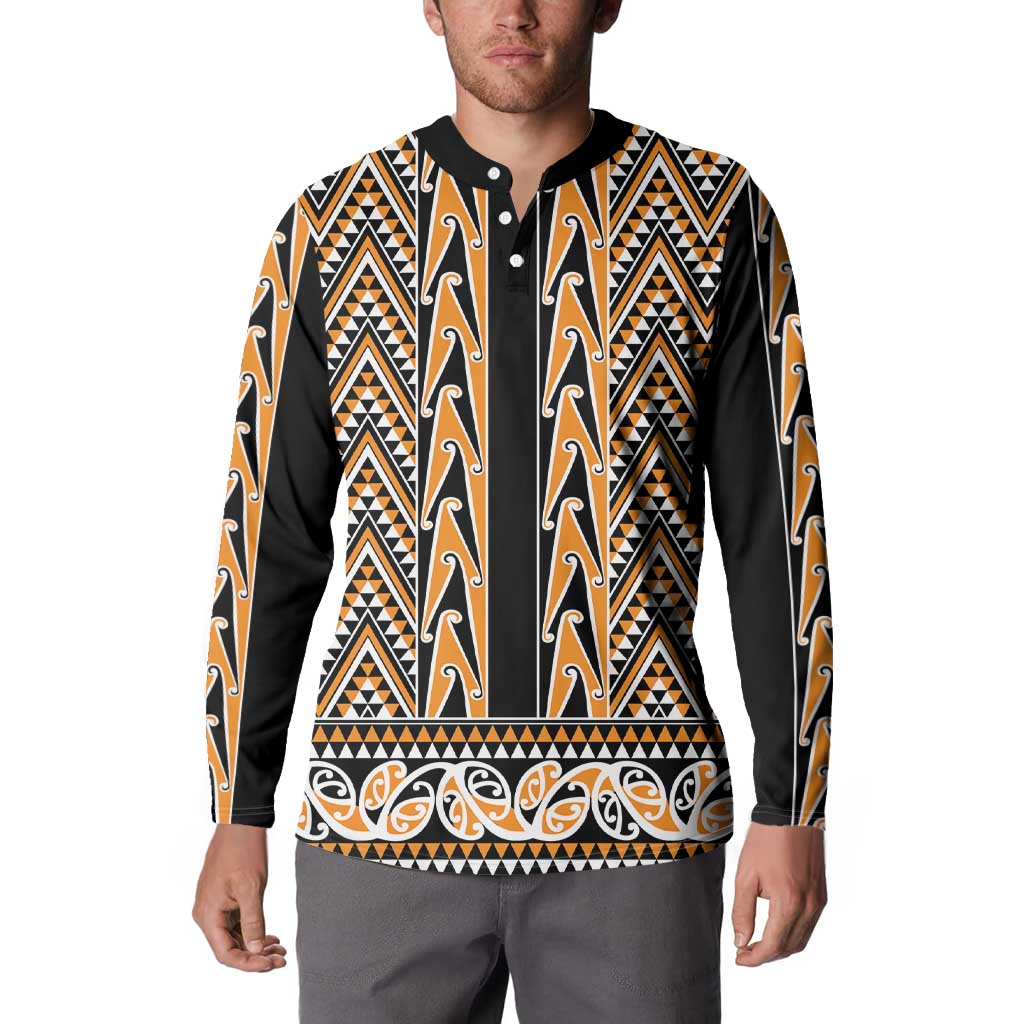 New Zealand Maori Niho Taniwha Button Sweatshirt Karaka Mangopare and Puhoro Pattern LT9 - Polynesian Pride