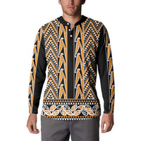 New Zealand Maori Niho Taniwha Button Sweatshirt Karaka Mangopare and Puhoro Pattern LT9 - Polynesian Pride
