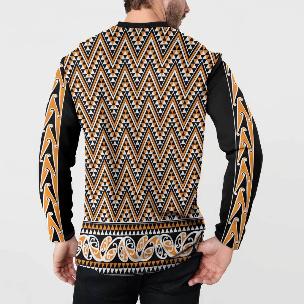 New Zealand Maori Niho Taniwha Button Sweatshirt Karaka Mangopare and Puhoro Pattern LT9 - Polynesian Pride