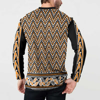 New Zealand Maori Niho Taniwha Button Sweatshirt Karaka Mangopare and Puhoro Pattern LT9 - Polynesian Pride