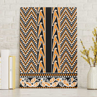 New Zealand Maori Niho Taniwha Canvas Wall Art Karaka Mangopare and Puhoro Pattern LT9 Without Frame Gold - Polynesian Pride