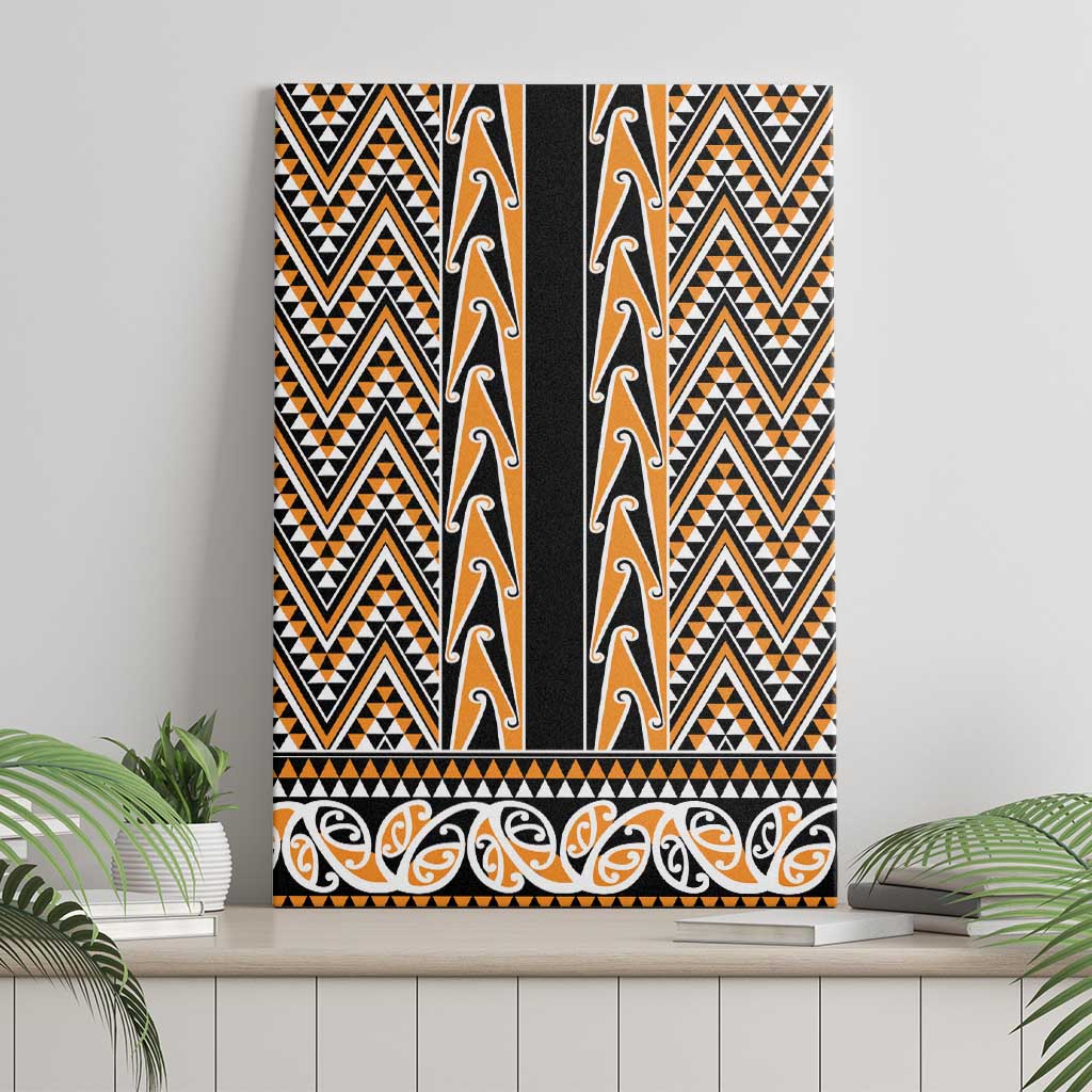 New Zealand Maori Niho Taniwha Canvas Wall Art Karaka Mangopare and Puhoro Pattern LT9 - Polynesian Pride
