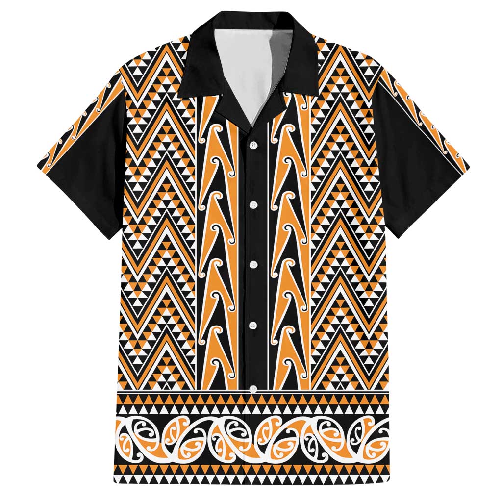 New Zealand Maori Niho Taniwha Hawaiian Shirt Karaka Mangopare and Puhoro Pattern LT9 Gold - Polynesian Pride
