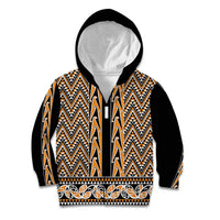 New Zealand Maori Niho Taniwha Kid Hoodie Karaka Mangopare and Puhoro Pattern LT9 Zip Hoodie Gold - Polynesian Pride
