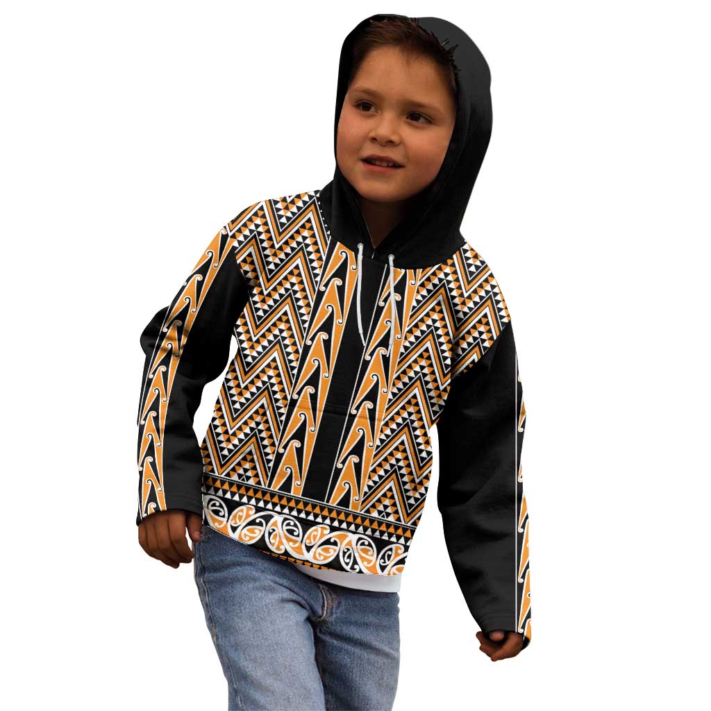 New Zealand Maori Niho Taniwha Kid Hoodie Karaka Mangopare and Puhoro Pattern LT9 - Polynesian Pride