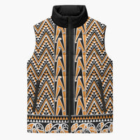 New Zealand Maori Niho Taniwha Sleeveless Puffer Jacket Karaka Mangopare and Puhoro Pattern LT9 Unisex Gold - Polynesian Pride