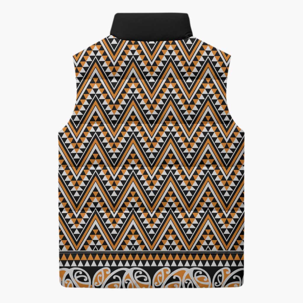 New Zealand Maori Niho Taniwha Sleeveless Puffer Jacket Karaka Mangopare and Puhoro Pattern LT9 - Polynesian Pride